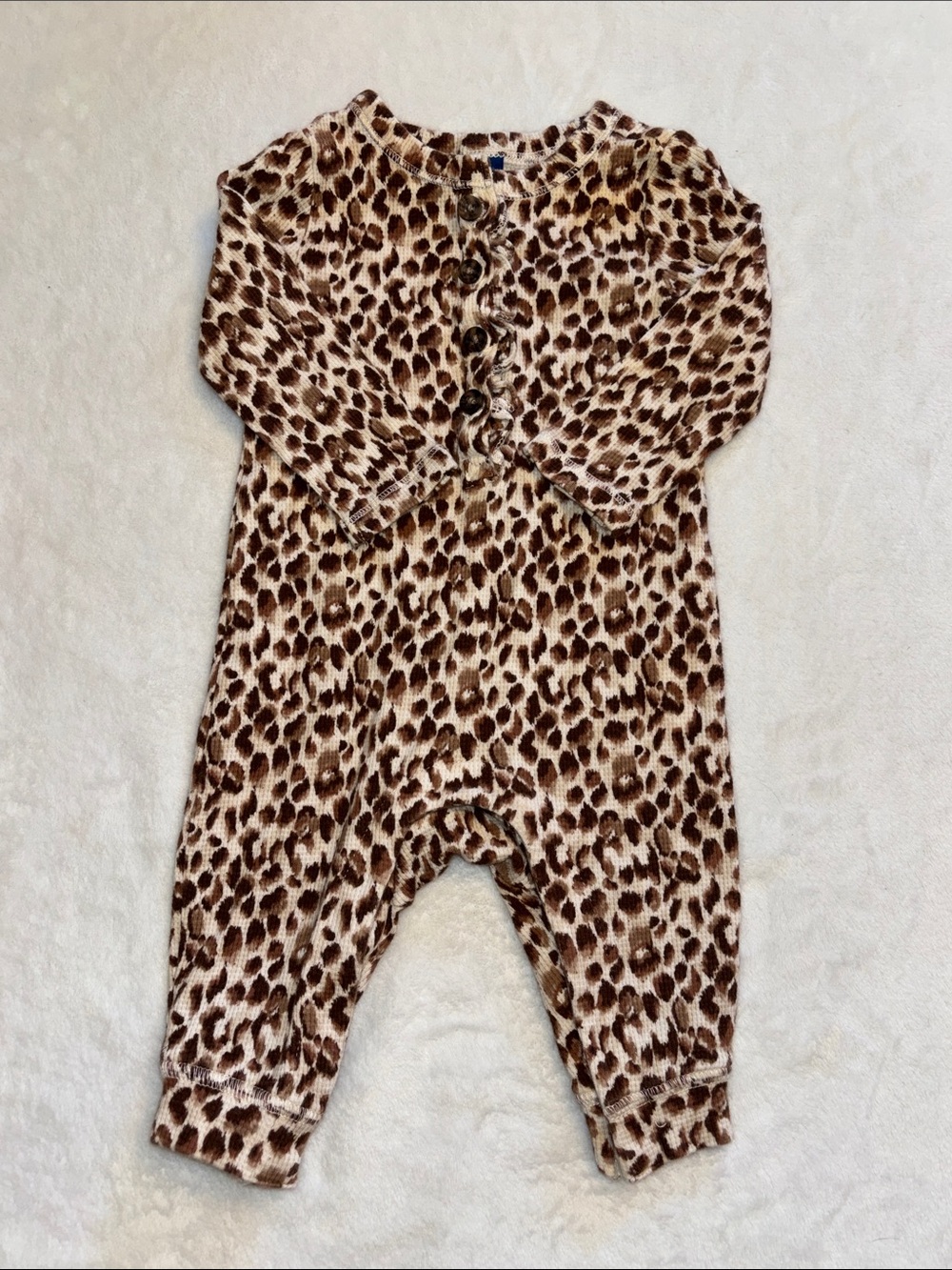 OLD NAVY Leopard Print Baby One-Piece Romper - Brown Cream 3-6 months baby girl
